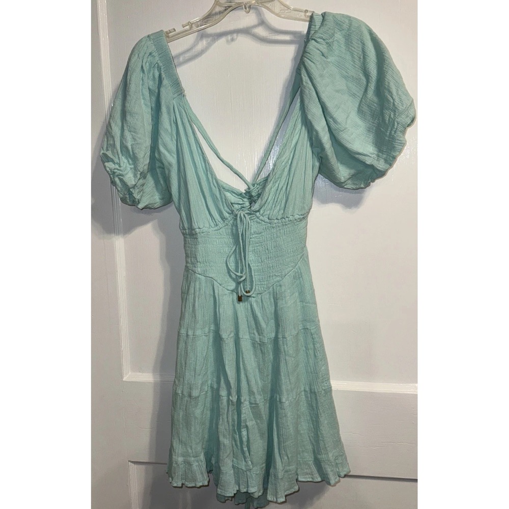Free People Women Mod Jacquard Sleeveless V-Neck Cut Out Fit &Flare Dress S